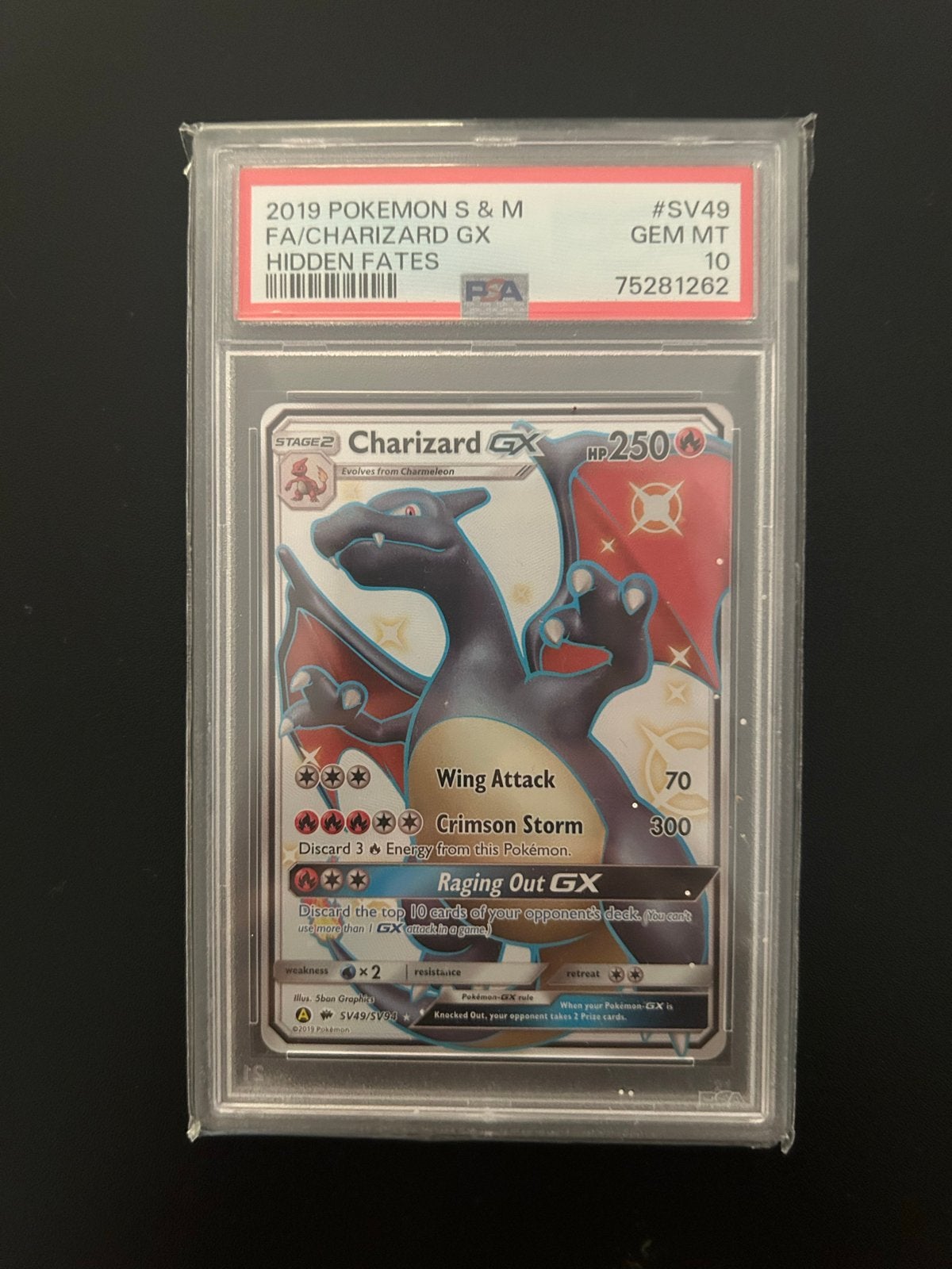 Charizard SV49 Hidden Fates PSA 10 - Zeldzame Pokémon Kaart, Ophalen, Zo goed als nieuw, Losse kaart, Foil