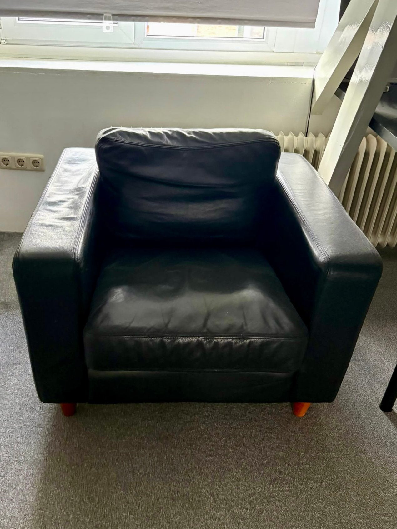 Leren fauteuil, Huis en Inrichting, Ophalen, Gebruikt, 75 tot 100 cm, Modern