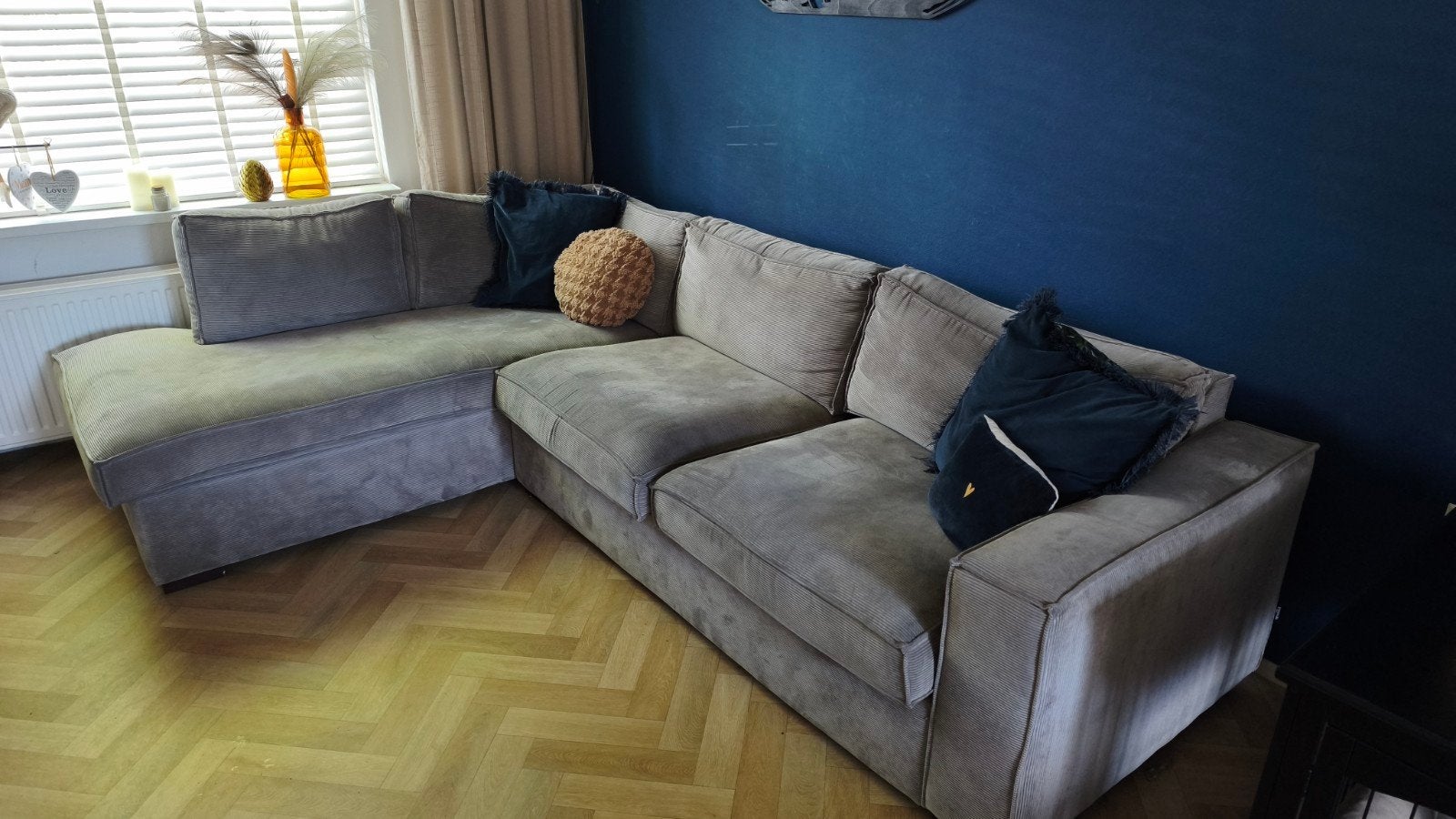 Moet snel weg ivm verhuizing. Woood bank, Ophalen of Verzenden, Zo goed als nieuw, 150 cm of meer, Vierpersoons of meer