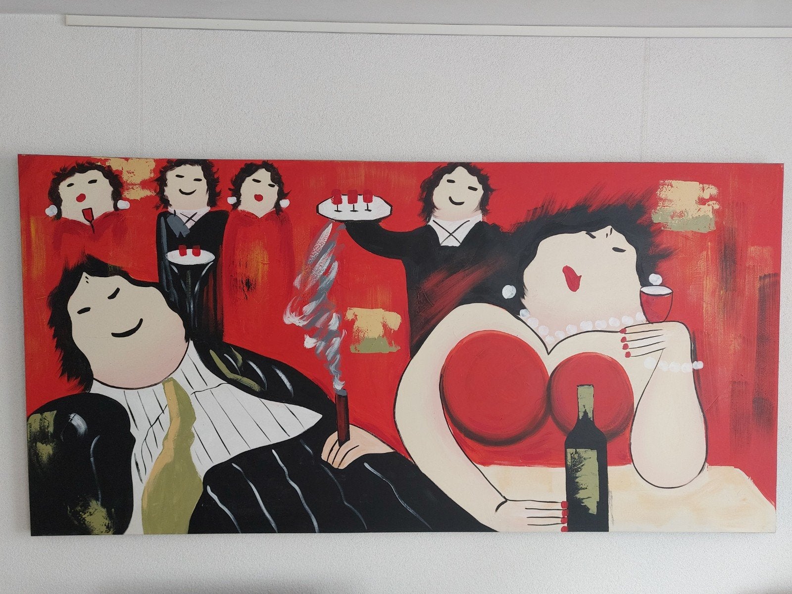 Modern schilderij afm 200x100., Ophalen, Figuren, Olieverf, Op houten frame