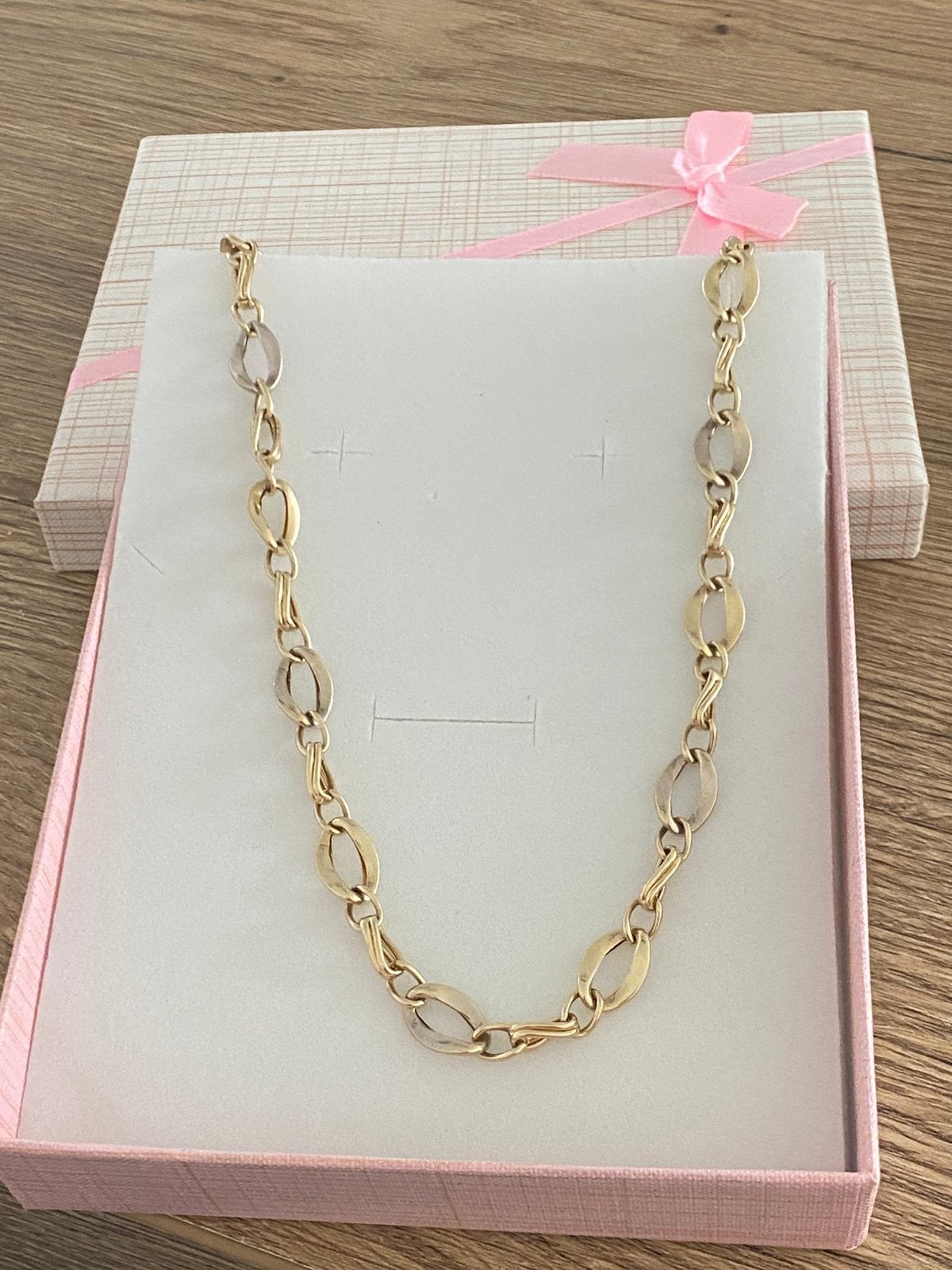 14 karaat(585) gouden ketting, wit en geel goud, Sieraden, Tassen en Uiterlijk, Ophalen of Verzenden, Nieuw, Goud, Goud