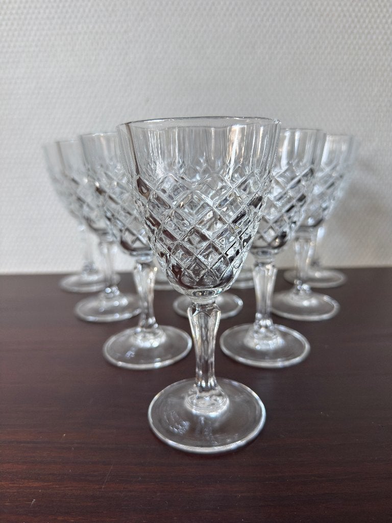 Luminarc Arcoroc Ruit Geslepen Witte Wijnglazen, 15,5 cm, Glas of Glazen, Ophalen of Verzenden, Overige stijlen, Glas