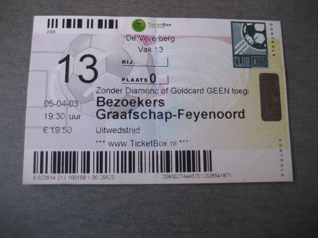 voetbalkaartje de graafschap feyenoord, Verzamelen, Ophalen of Verzenden, Gebruikt, Feyenoord, Overige typen
