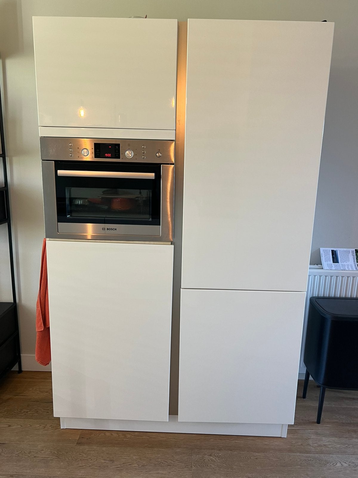 Keuken kastenwand met inbouwapparatuur, wit hoogglans, Ophalen, Gebruikt, Wit, Enkelwandige keuken