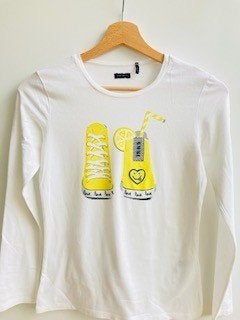 Witte longsleeve met sneakers van IKKS mt. 152/158, Nieuw, Ophalen of Verzenden, Shirt of Longsleeve, IKKS