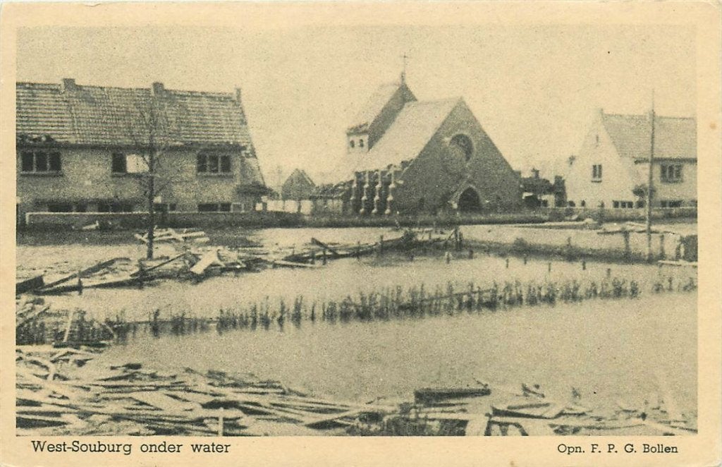 378-282-009 West Souburg onder water, Verzenden, Voor 1920, Zeeland