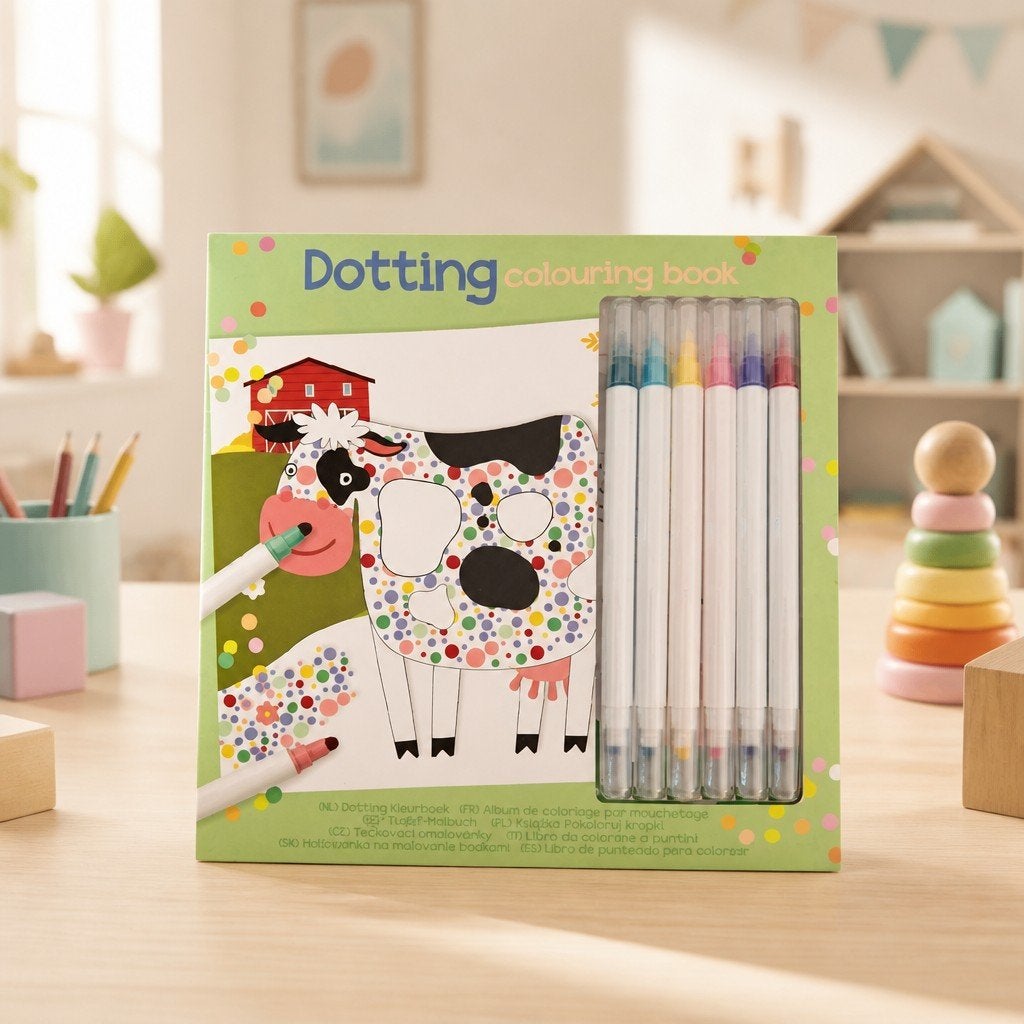 Dotting Colouring Book met stiften - Leuk knutselboekje, Dieren, Nieuw, Meerkleurig, Ophalen of Verzenden