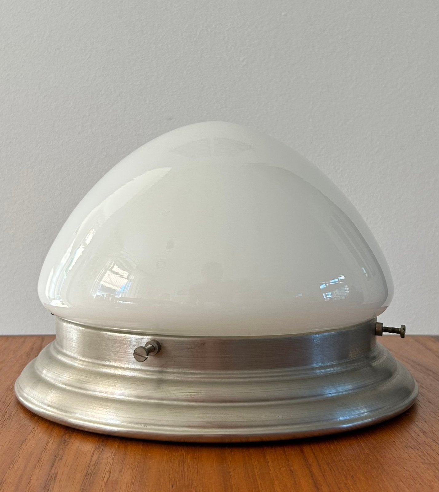 Art Deco/Bauhaus Giso Gispen Plafondlamp | Opalineglas, Wit, 23 cm, E27 (groot), Ophalen of Verzenden