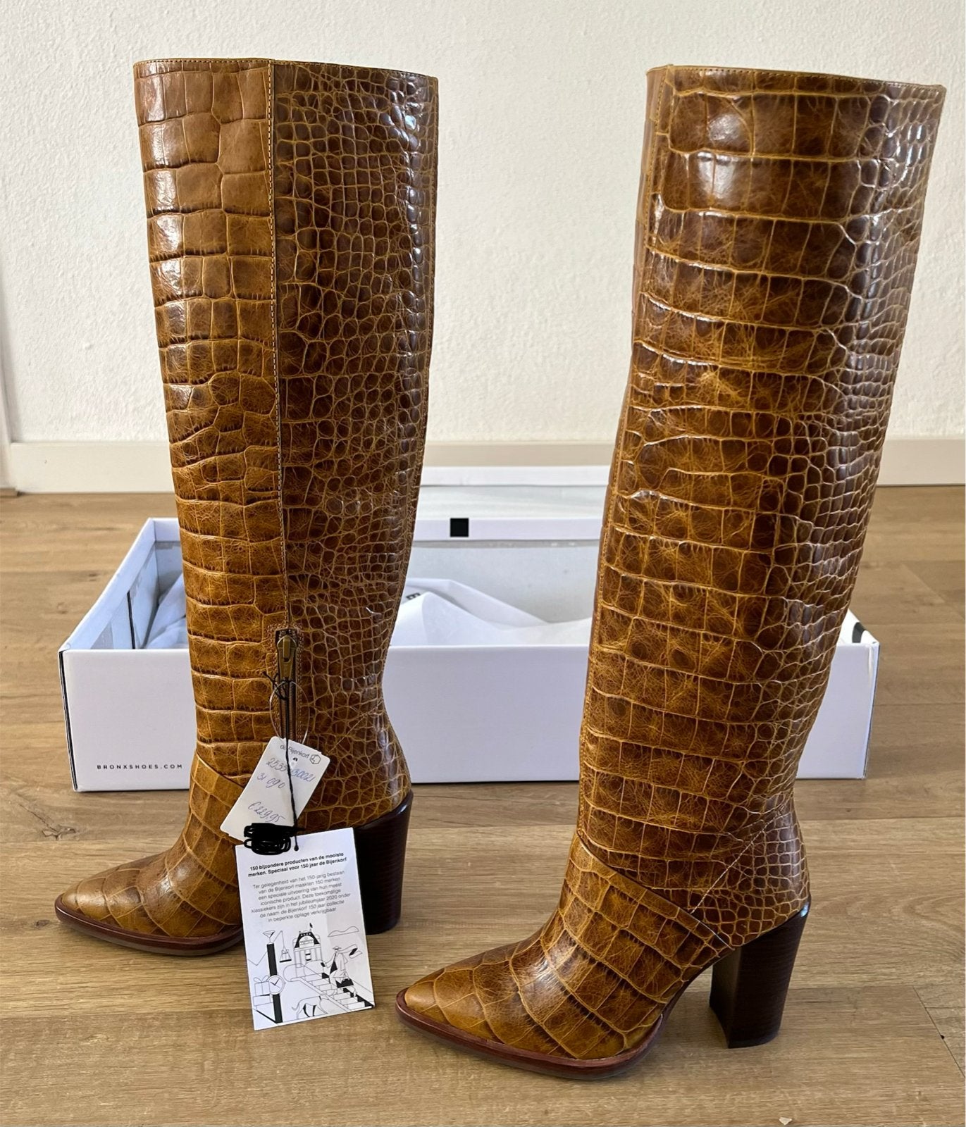 Bronx laarzen met krokodillenprint - Nieuw, Hoge laarzen, Bruin, Nieuw, Ophalen of Verzenden