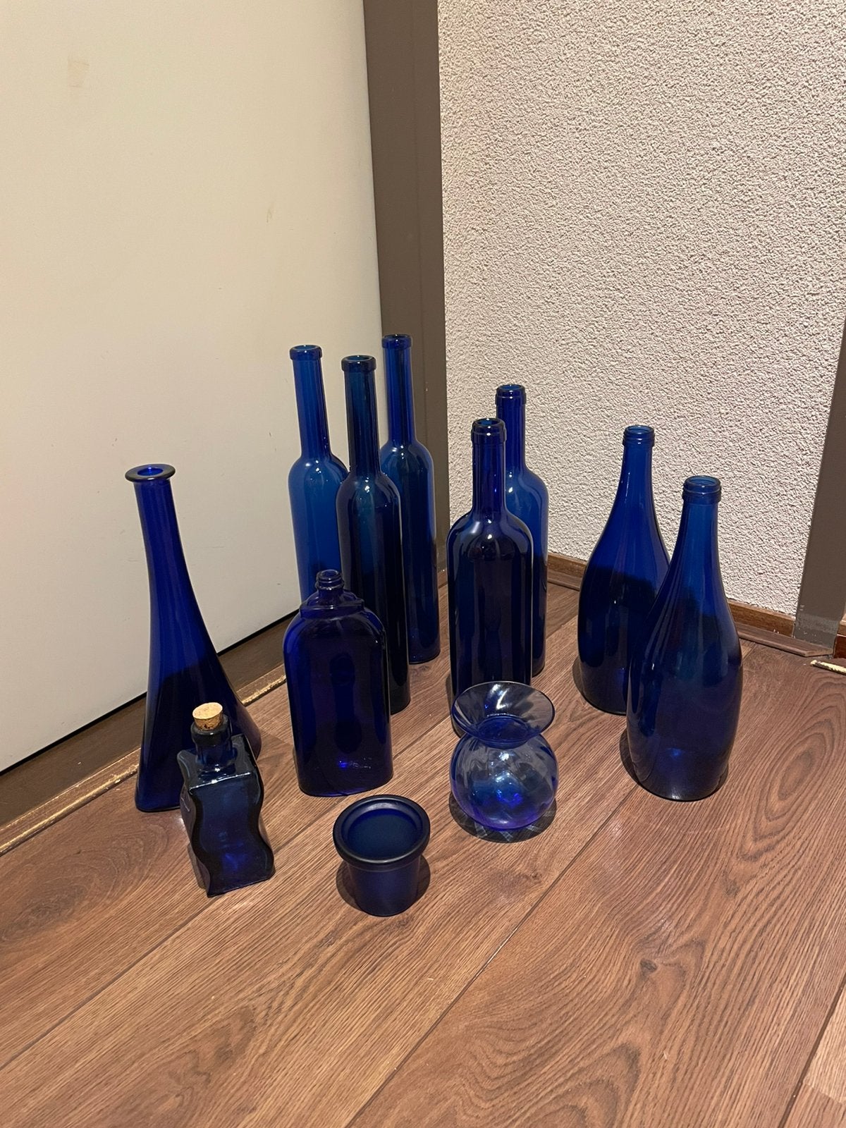 Blauw glaswerk, flessen, Ophalen, Zo goed als nieuw, Blauw, Glas