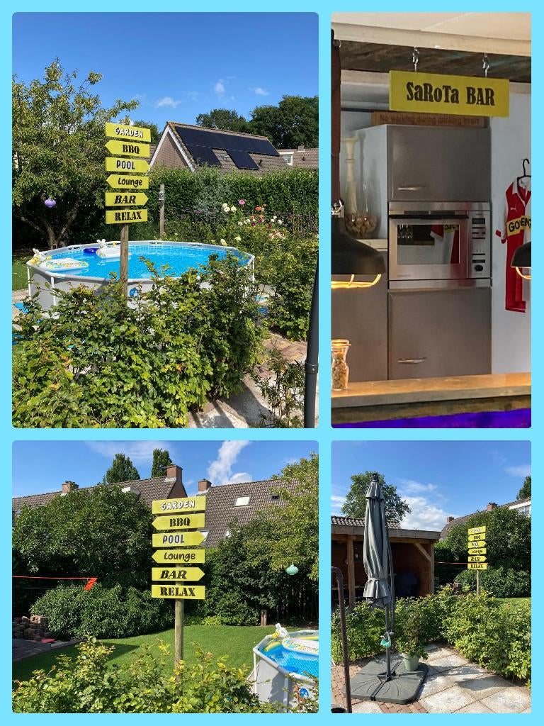 Breng direct sfeer in uw tuin met unieke wegwijzerborden, Info@rwhoutidee.nl, Nieuw, Ophalen of Verzenden, RW Houtidee – Fabrikant van handgemaakte houten wegwijzerborden op maat. Unieke tuin- en stranddecoratie in Ibiza stijl. Volledig naar wens gemaakt met eigen tekst en ontwerp. Direct van de maker, hoge kwaliteit en persoonlijk maatwerk.