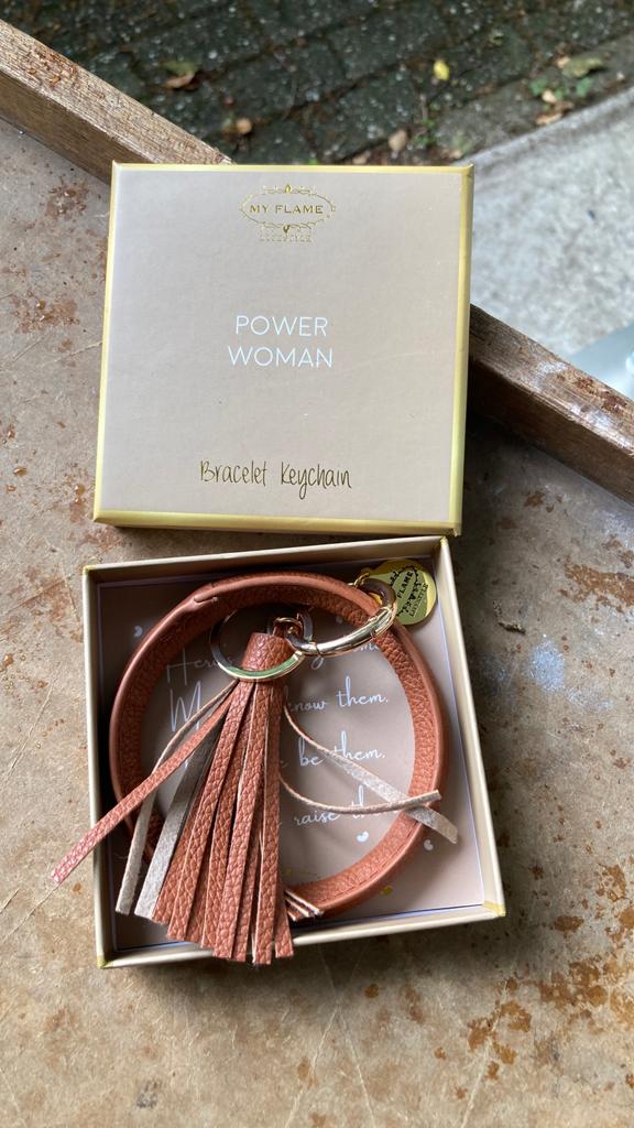 My Flame Power Woman Armband Sleutelhanger, Bruin, Nieuw, Leer, Ophalen of Verzenden