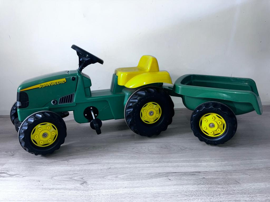 John Deere traptractor ( trekker )met aanhanger, Kinderen en Baby's, Speelgoed | Speelgoedvoertuigen, Gebruikt, Ophalen