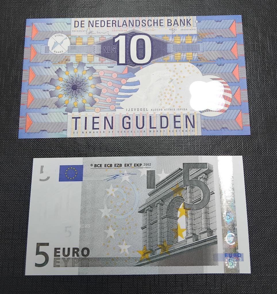 10 Gulden + 5 Euro UNC, Ophalen of Verzenden, 10 gulden, Setje