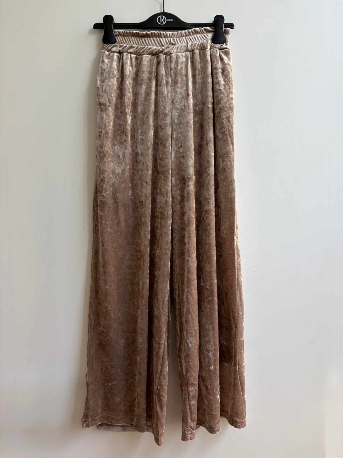 GARCONNE veloursen pantalon wijde pijp beige mt TU