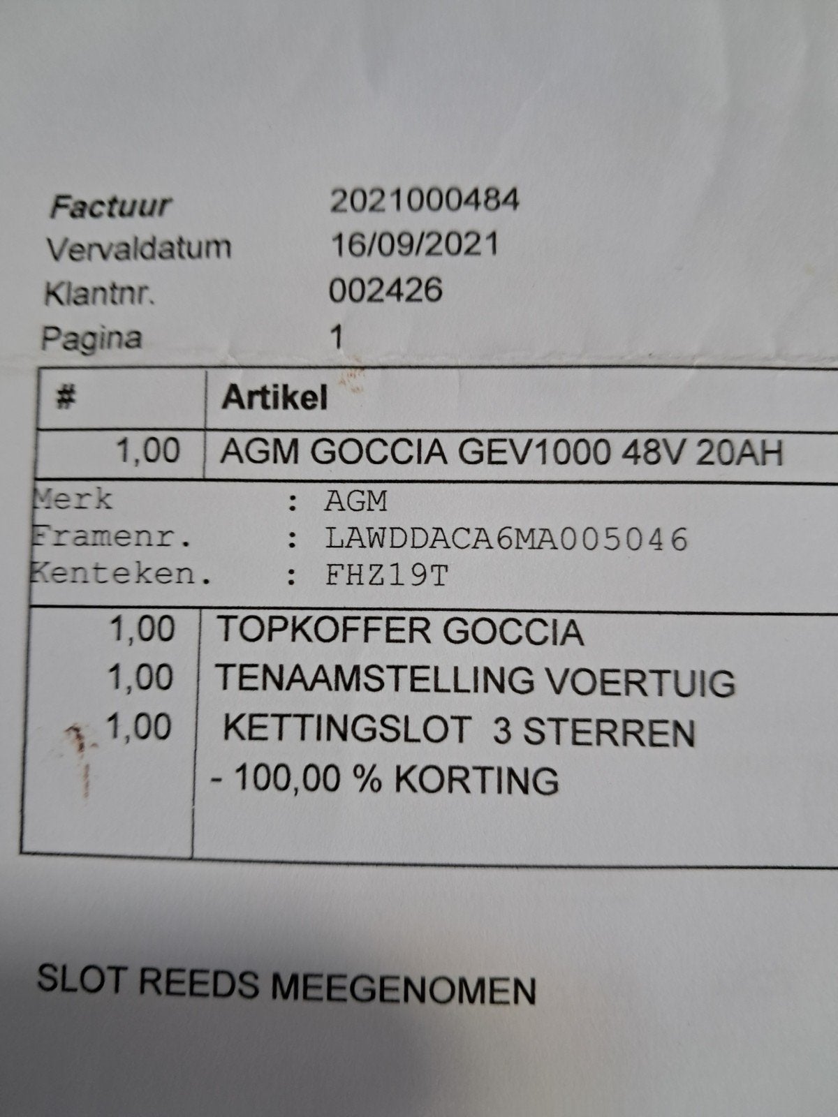 electrice scooter agm goccia, Ophalen, Overige modellen, Elektrisch, Zo goed als nieuw