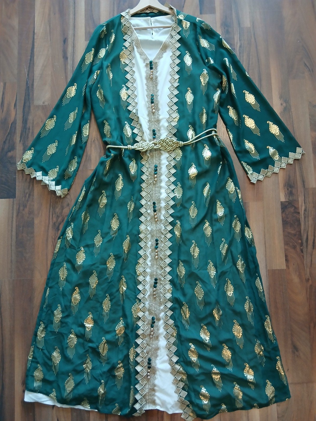 NIEUW! XL Arabische abaya jellaba kaftan jurk met goud, Maat 46/48 (XL) of groter, Nieuw, Ophalen of Verzenden, Onder de knie
