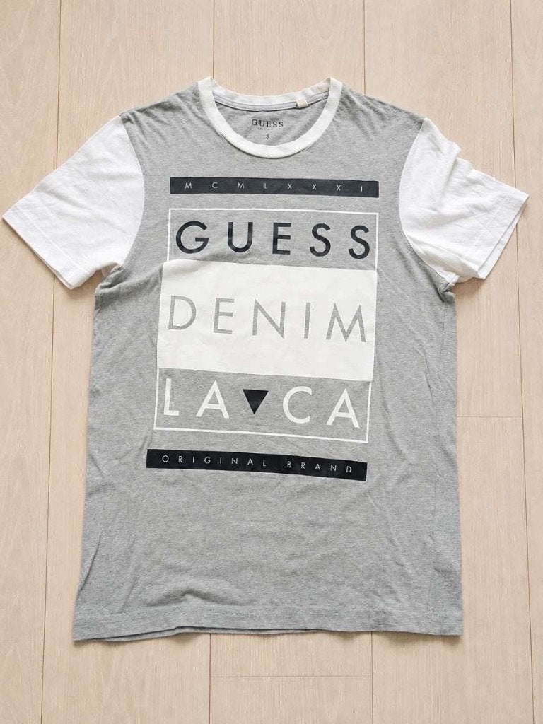 Guess Denim L.A VCA T-shirt - grijs/wit - maat S, Ophalen of Verzenden, Zo goed als nieuw, Maat 46 (S) of kleiner, Grijs