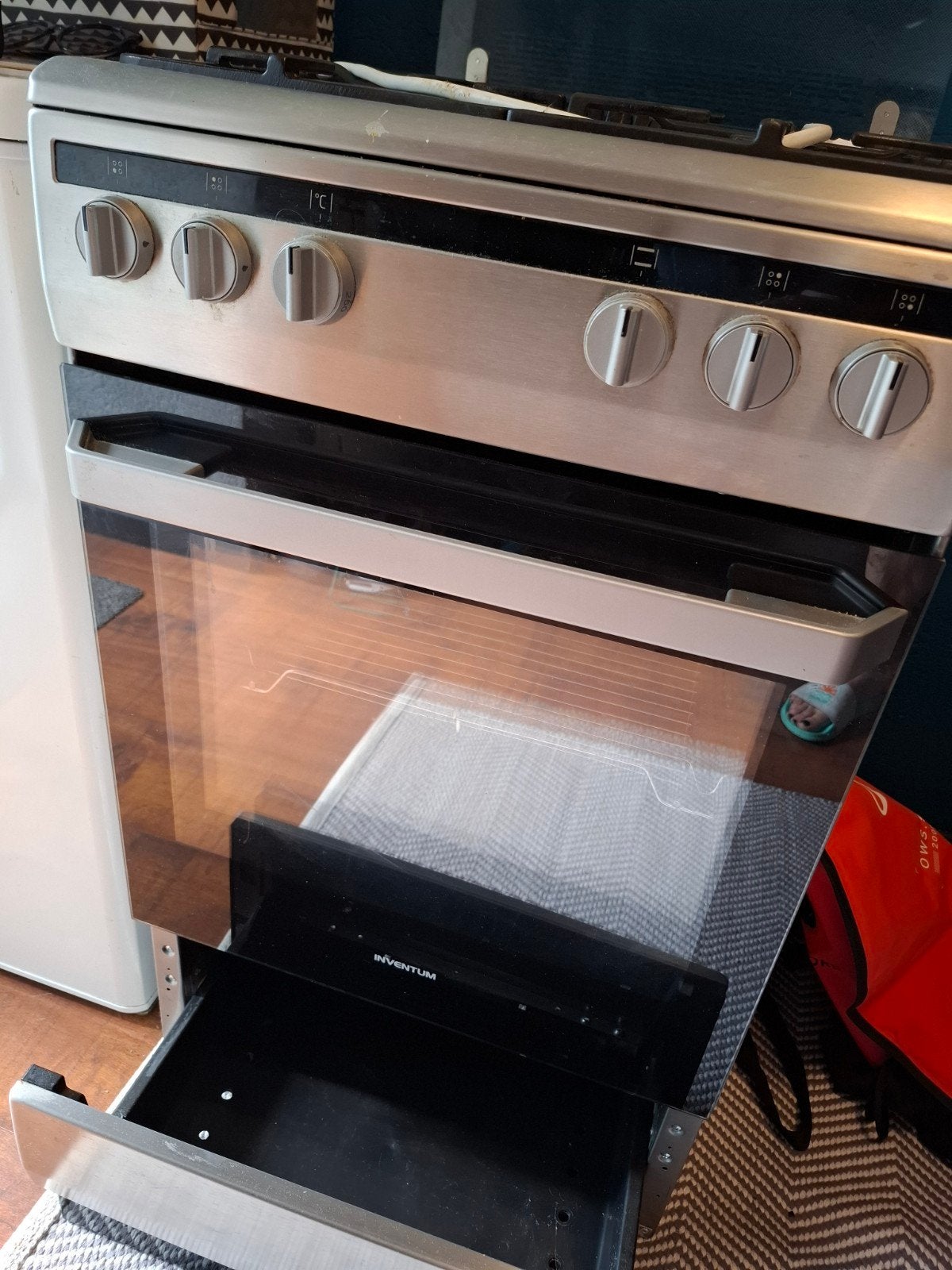 Inventum gasfornuis met heteluchtoven., Witgoed en Apparatuur, Fornuizen, Ophalen, 60 cm of meer, 4 kookzones, Zo goed als nieuw