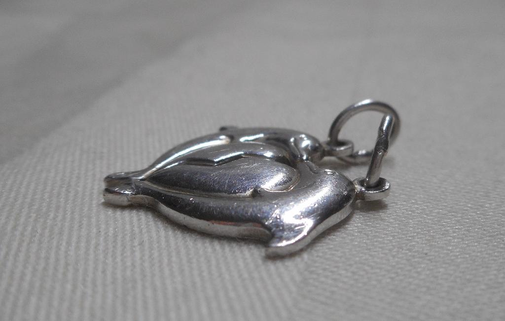 Zilveren vriendschap hanger met dolfijn nr.592, Verzenden, Zo goed als nieuw, Kruis of Symbool, Zilver