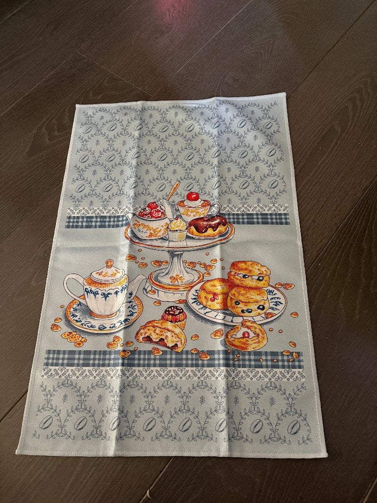 Schitterende keukenhanddoek met theeparty ontwerp, Nieuw, Meerkleurig, Overige merken, Theedoek of Handdoek