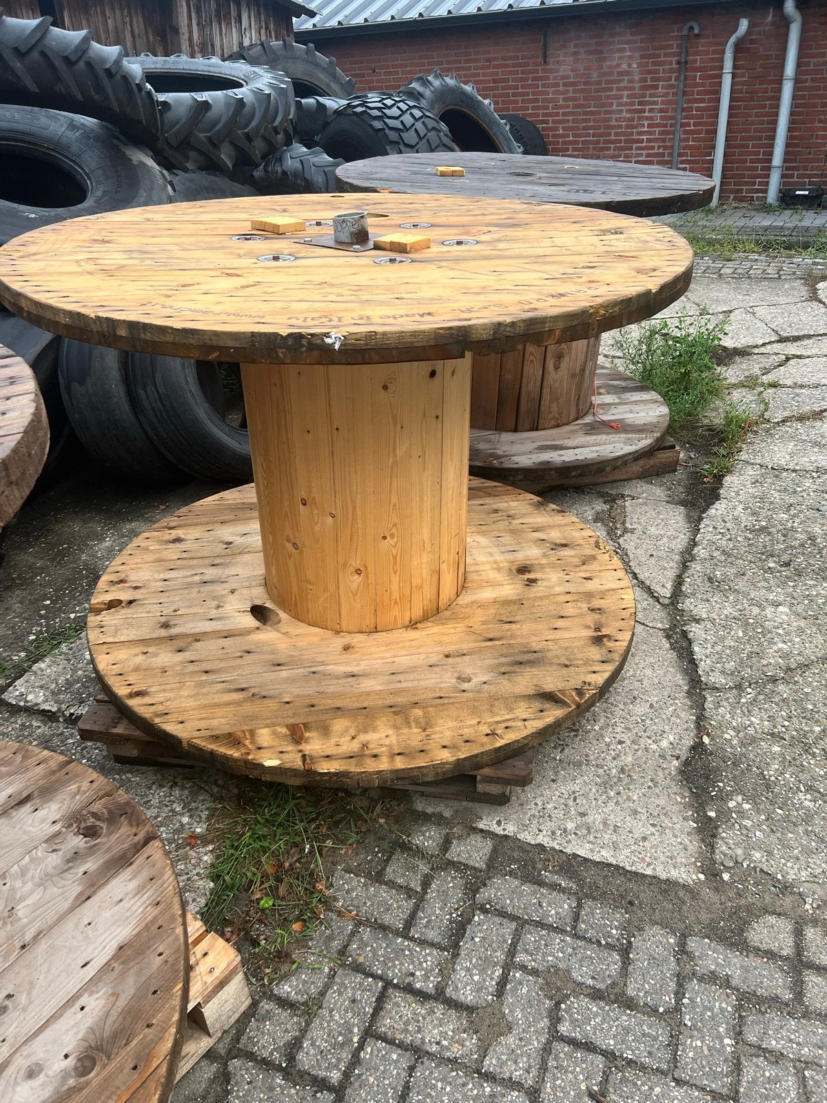 3 Robuuste statafels van kabelhaspels, Huis en Inrichting, Ophalen, Gebruikt