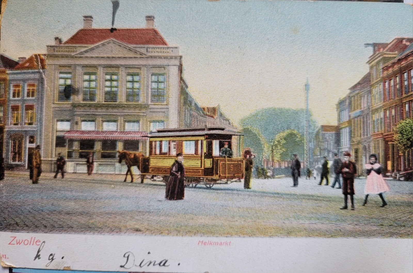 Oude ansichtkaart Zwolle 1905 - Gelopen, Verzamelen, Ansichtkaarten | Nederland, Ophalen of Verzenden, Voor 1920, Gelopen, Overijssel