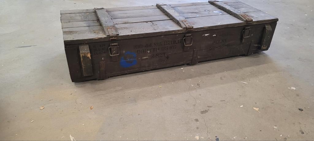 Vintage Leger Munitiekist Houten Opbergkist, Huis en Inrichting, Woonaccessoires | Kisten, Minder dan 50 cm, Gebruikt, 100 tot 150 cm