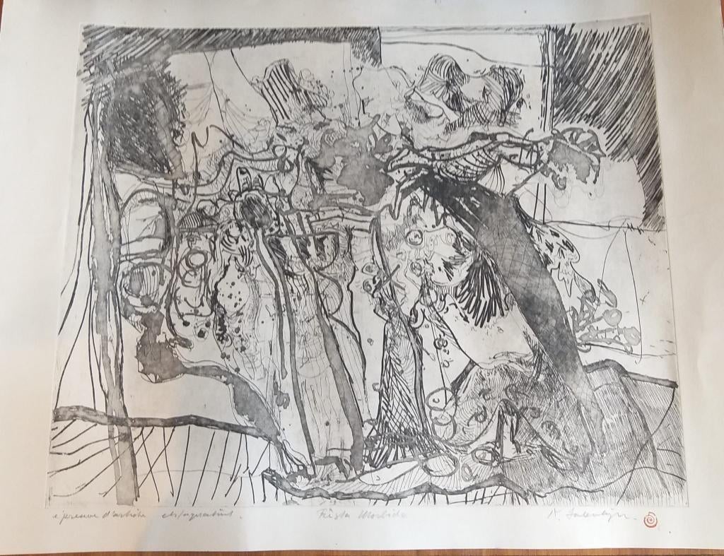 "Fiesta Morbida" 1977-Kees Salentijn, Origineel, 64 cm, 1950 - 1999, Ets