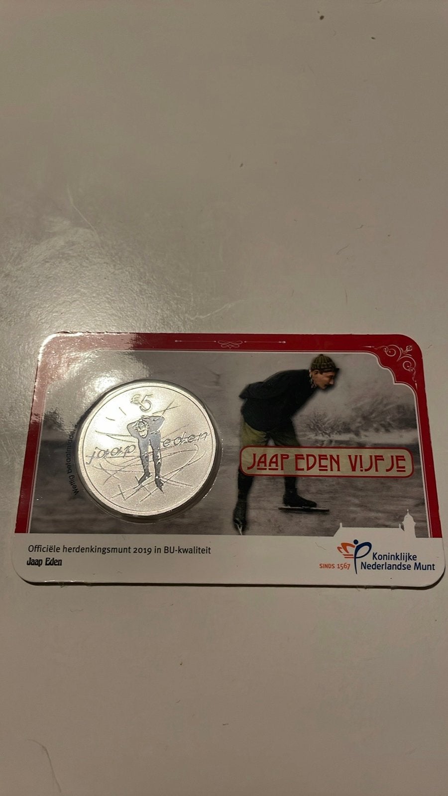 Jaap Eden Vijfje - Officiële herdenkingsmunt 2019, Ophalen of Verzenden, Koningin Beatrix, Overige waardes, Losse munt