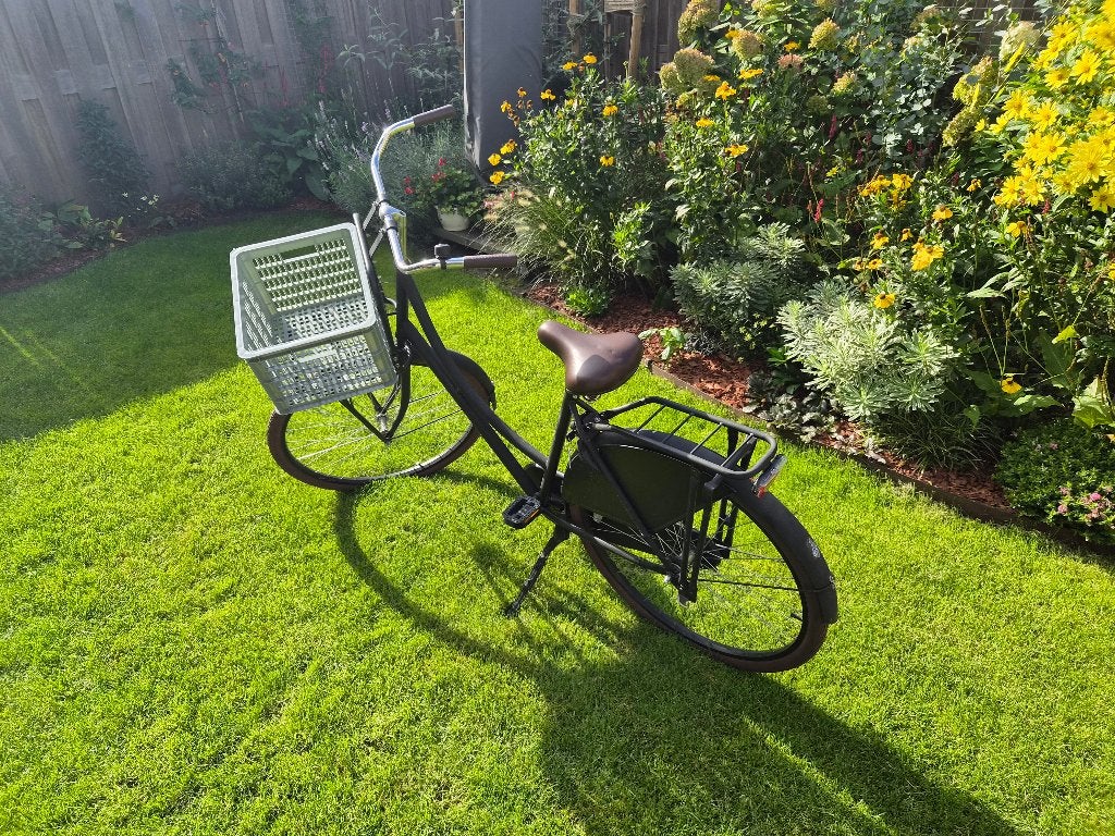 Dames fiets met krat, Fietsen en Brommers, Terugtraprem, Gebruikt, 50 tot 53 cm, Ophalen