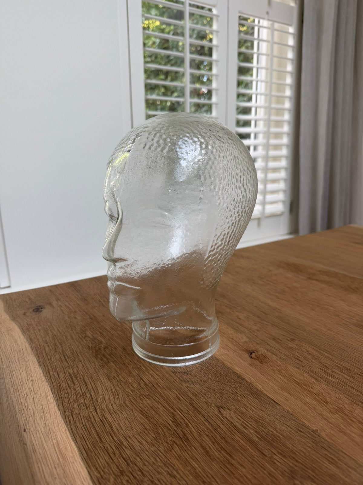 Vintage Frans mannequin hoofd etalagehoofd van glas, Ophalen of Verzenden