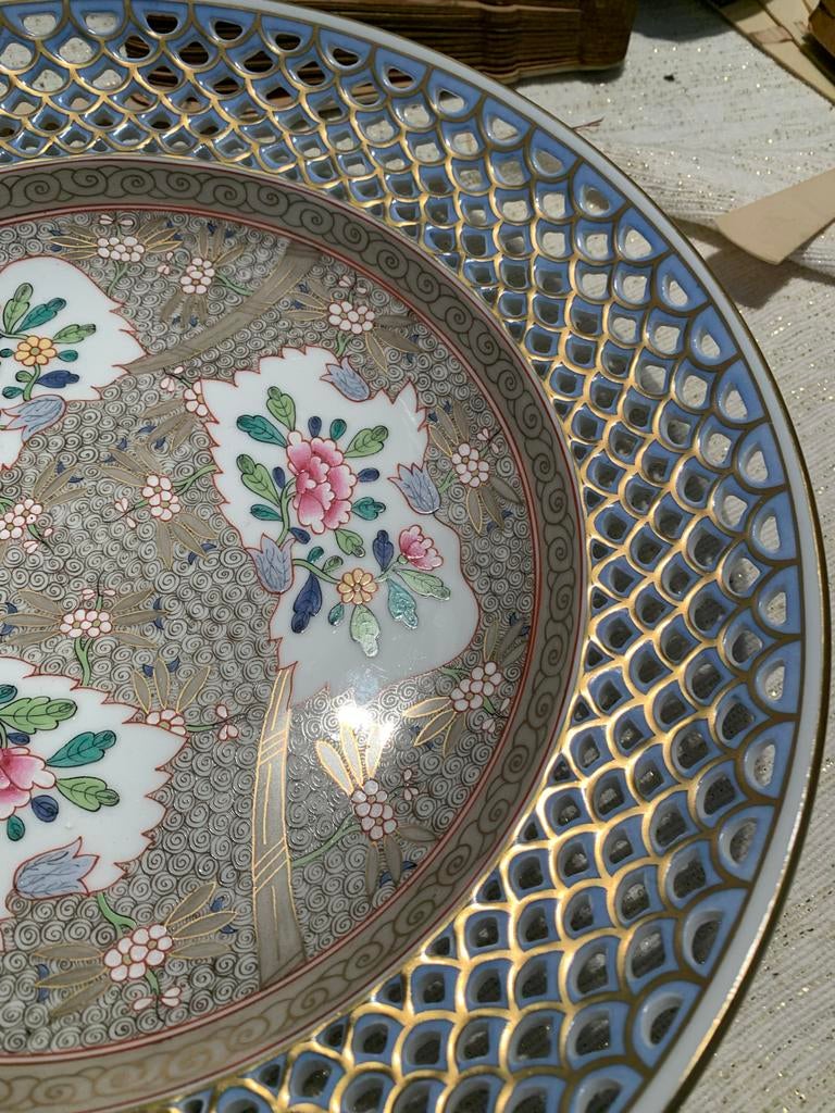 Herend Wandbord famille Rose - chinese decoratie, Ophalen of Verzenden