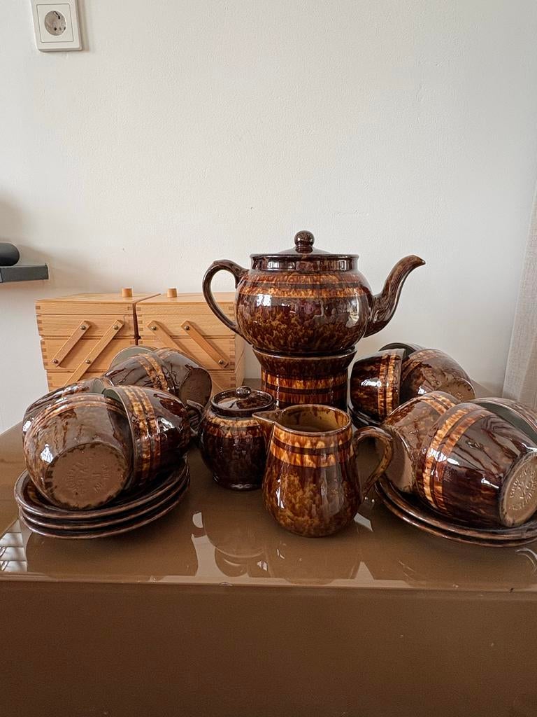 Vintage Villeroy & Boch servies - Bruin gespikkeld, Ophalen