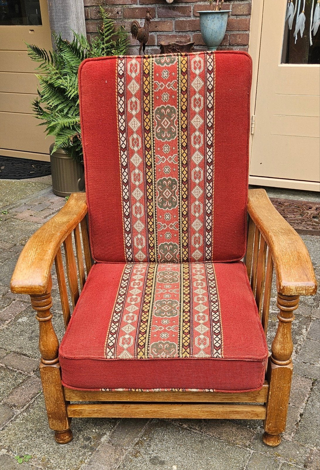 **Vintage houten rokersstoel met verstelbare rugleuning**, Ophalen