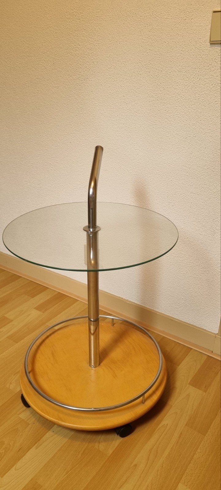 Vintage verrijdbare bijzettafeltje, Ophalen, 50 – 75, Glas, 50 tot 100 cm