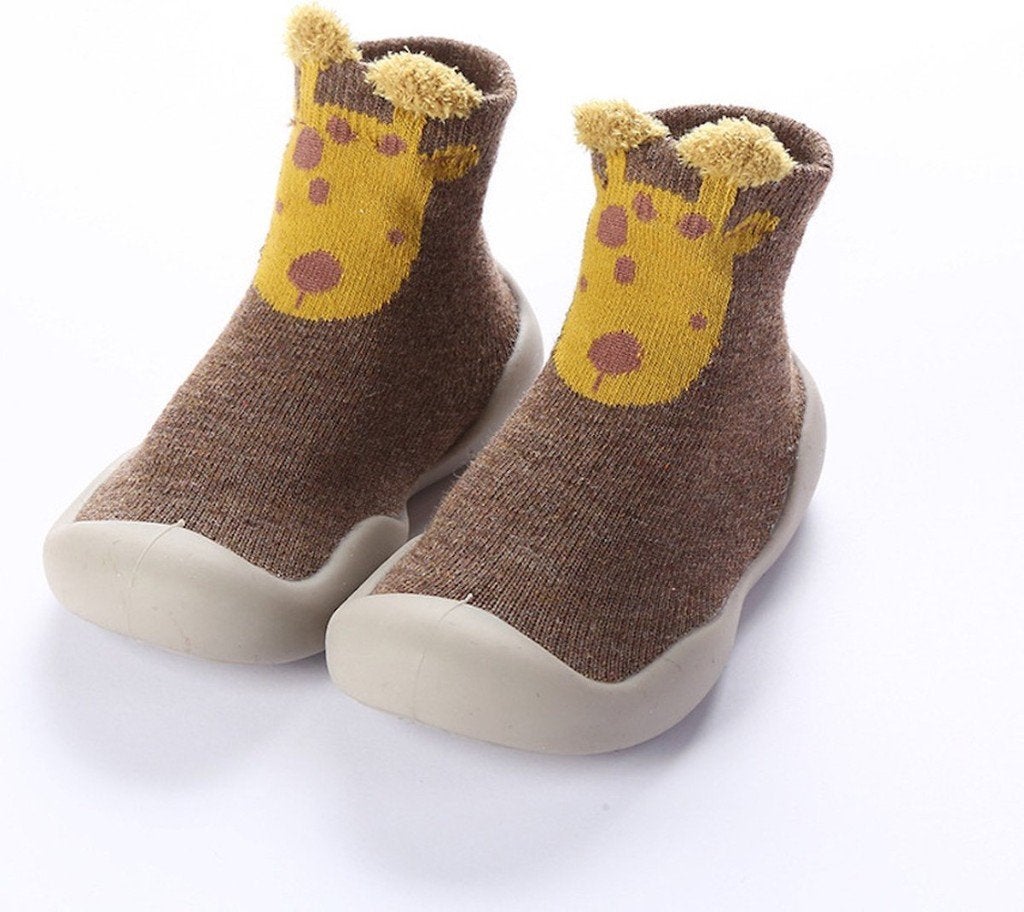 Bruine anti-slip babyschoentjes met Giraf, Kinderen en Baby's, Schoentjes, Jongetje of Meisje, Ilewap, Nieuw