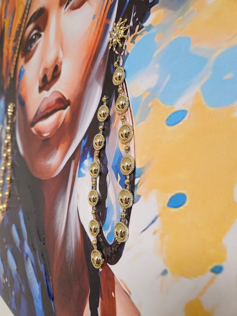 Canvas schilderij vrouw80x80cm - Wanddecoratie Afrika, Schilderij, 80 cm, Meerkleurig, Nieuw