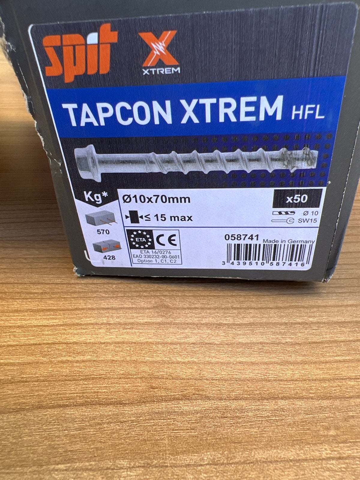 Spit Tapcon Xtrem HFL schroeven 10x70mm (50 stuks), Ophalen, Nieuw, 50 tot 100 mm, Schroeven