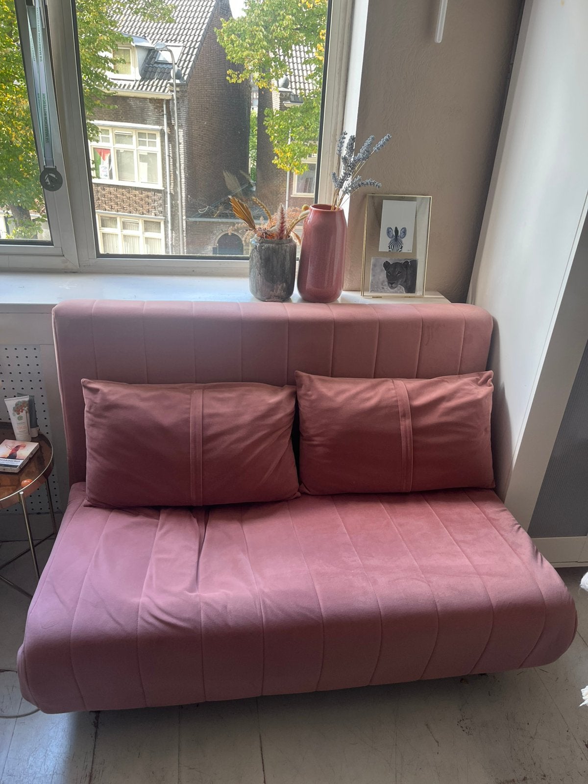 MADE Fluwelen slaapbank, Huis en Inrichting, Ophalen, Gebruikt, Twijfelaar, 120 cm