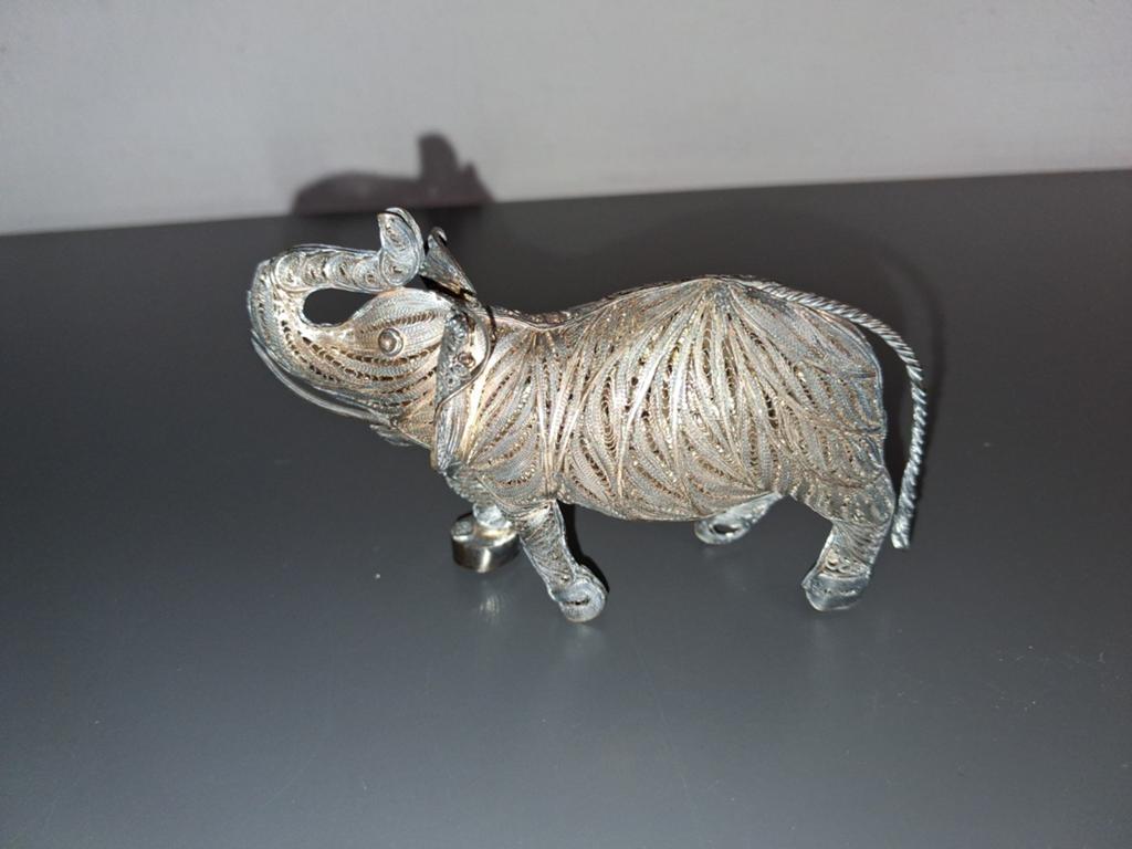 Olifabt zilver filigraan antiek oud, Ophalen of Verzenden, Gebruikt, Beeldje of Figuurtje