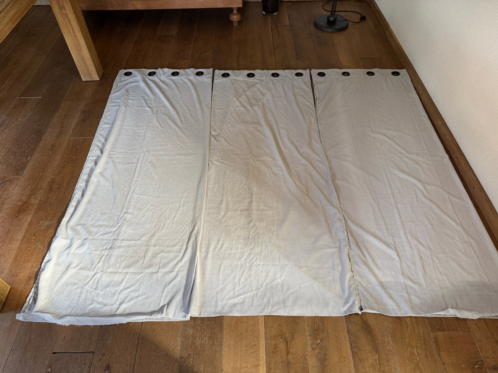 3x Gordijn Indy Zand 140x280cm - Leen Bakker, Gebruikt, Beige, Ophalen of Verzenden, Lichtdoorlatend