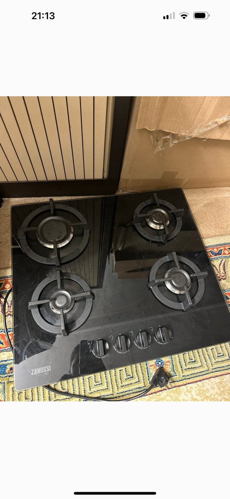 Zanussi gaskookplaat ZGO68410BA 4 zones Inbouw, Witgoed en Apparatuur, Ophalen, Gebruikt, 4 kookzones, Inbouw