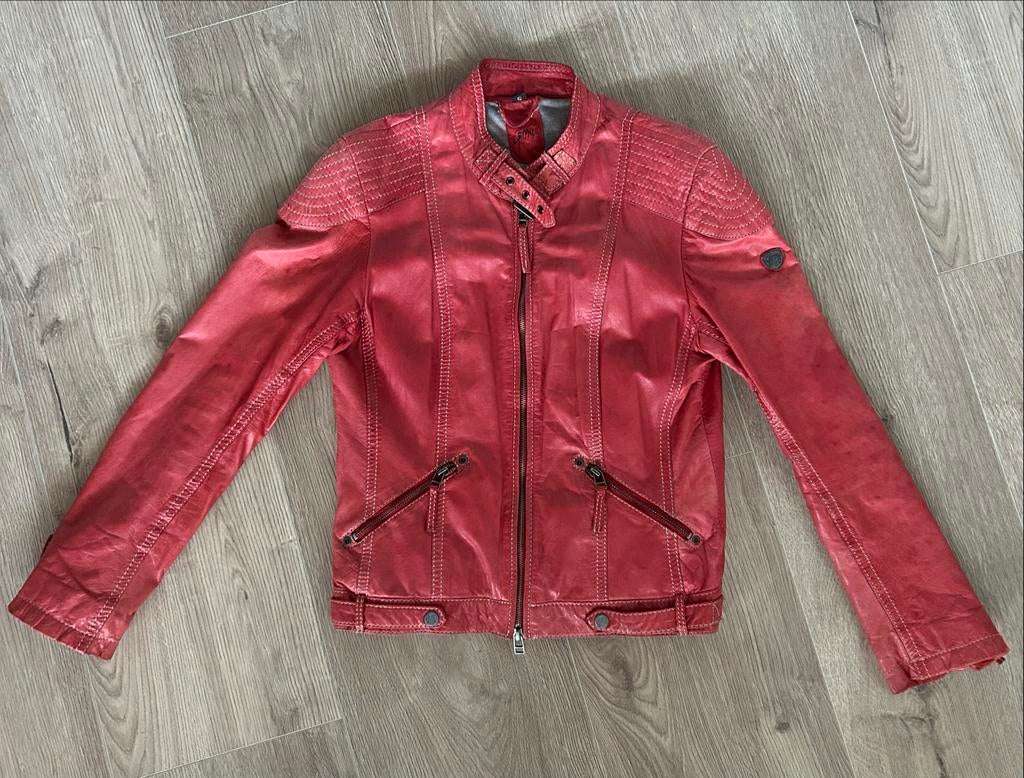 Rode leren jas maat S, Ophalen of Verzenden, Gedragen, Maat 36 (S), Rood