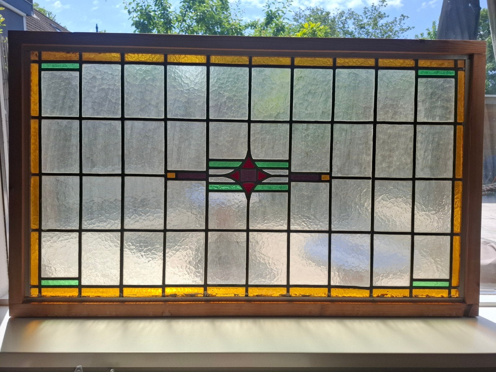Mooi en groot glas in lood raam, Doe-het-zelf en Verbouw, Glas en Ramen, Ophalen, Minder dan 80 cm, Glas in lood