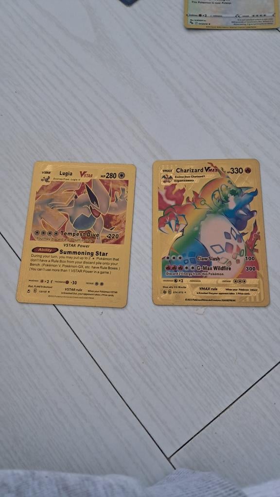 Pokémon Kaarten: Lugia VSTAR, Charizard VMAX, Dragonite V, Ophalen of Verzenden, Zo goed als nieuw, Meerdere kaarten, Foil