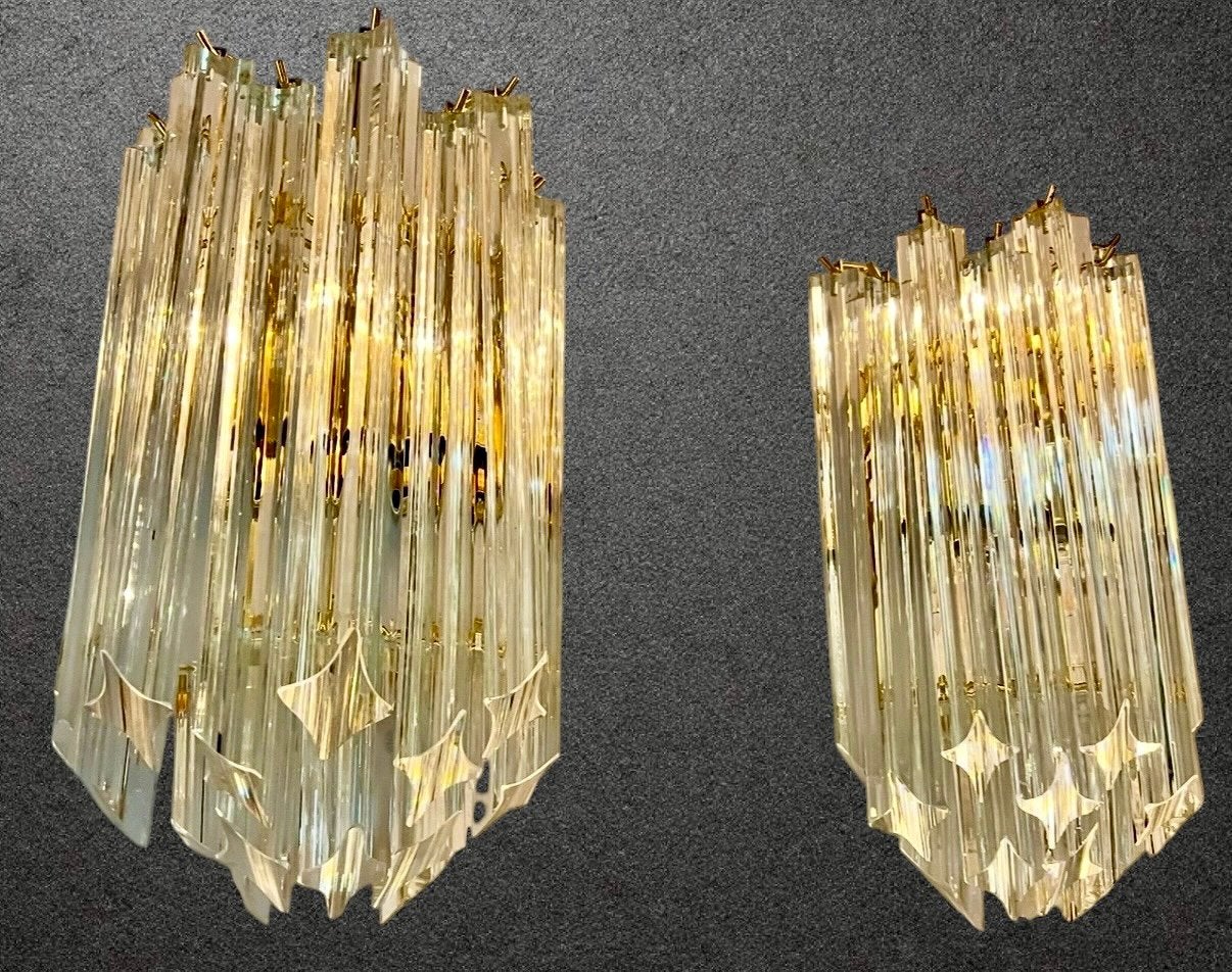 Vintage Novaresi kristal lamp - 3 beschikbaar, Ophalen of Verzenden, Zo goed als nieuw, Wandlamp, Goud