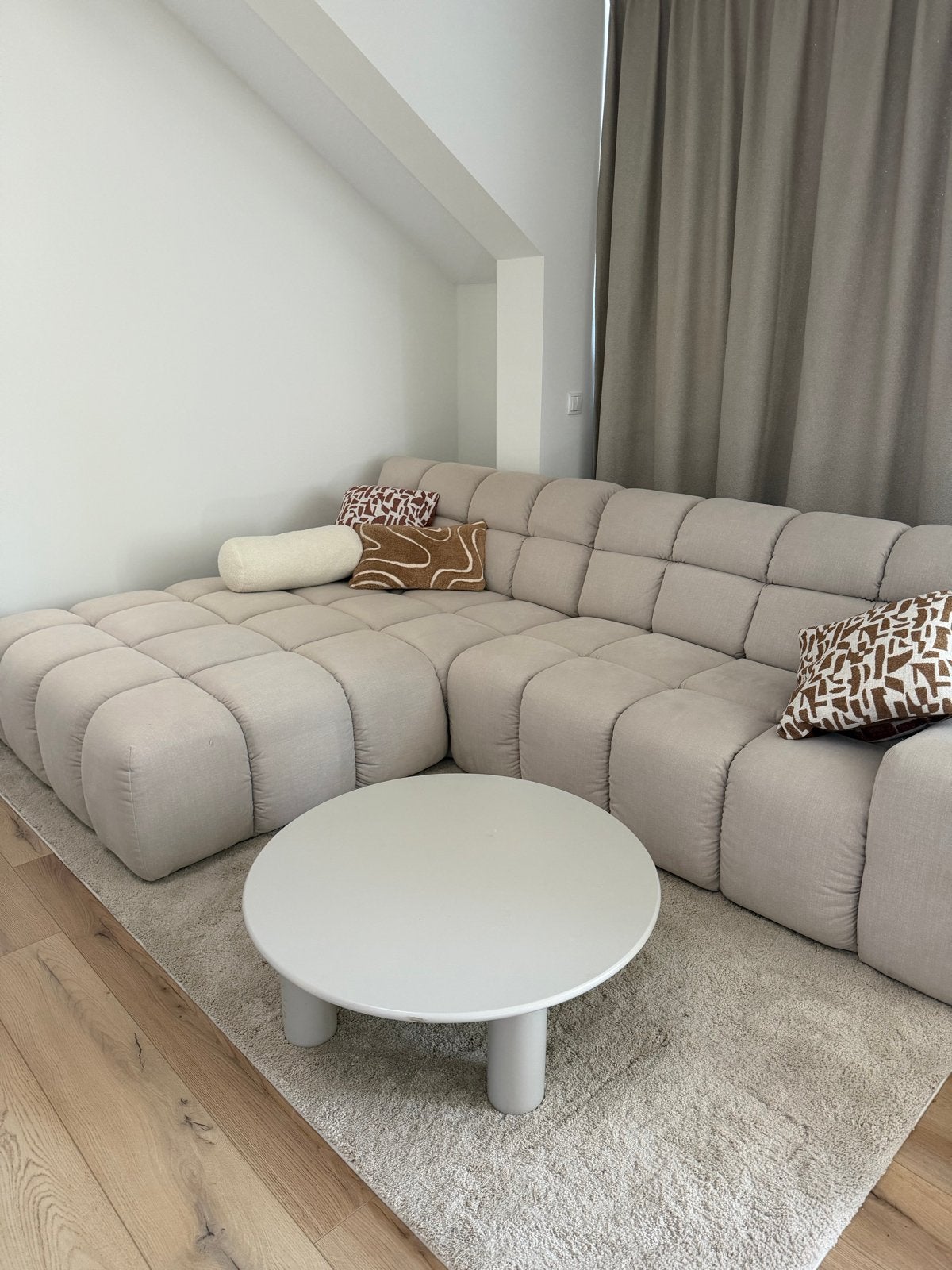 Salontafel beige/grijs, Overige materialen, Minder dan 50 cm, 50 tot 100 cm, Rond