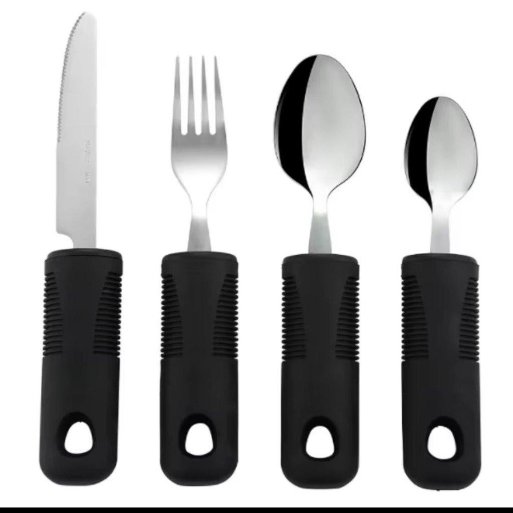 Aangepast bestek -- Ergonomisch-Verdikt bestek set -4-delig, Diversen, Verpleegmiddelen, Verzenden, Nieuw