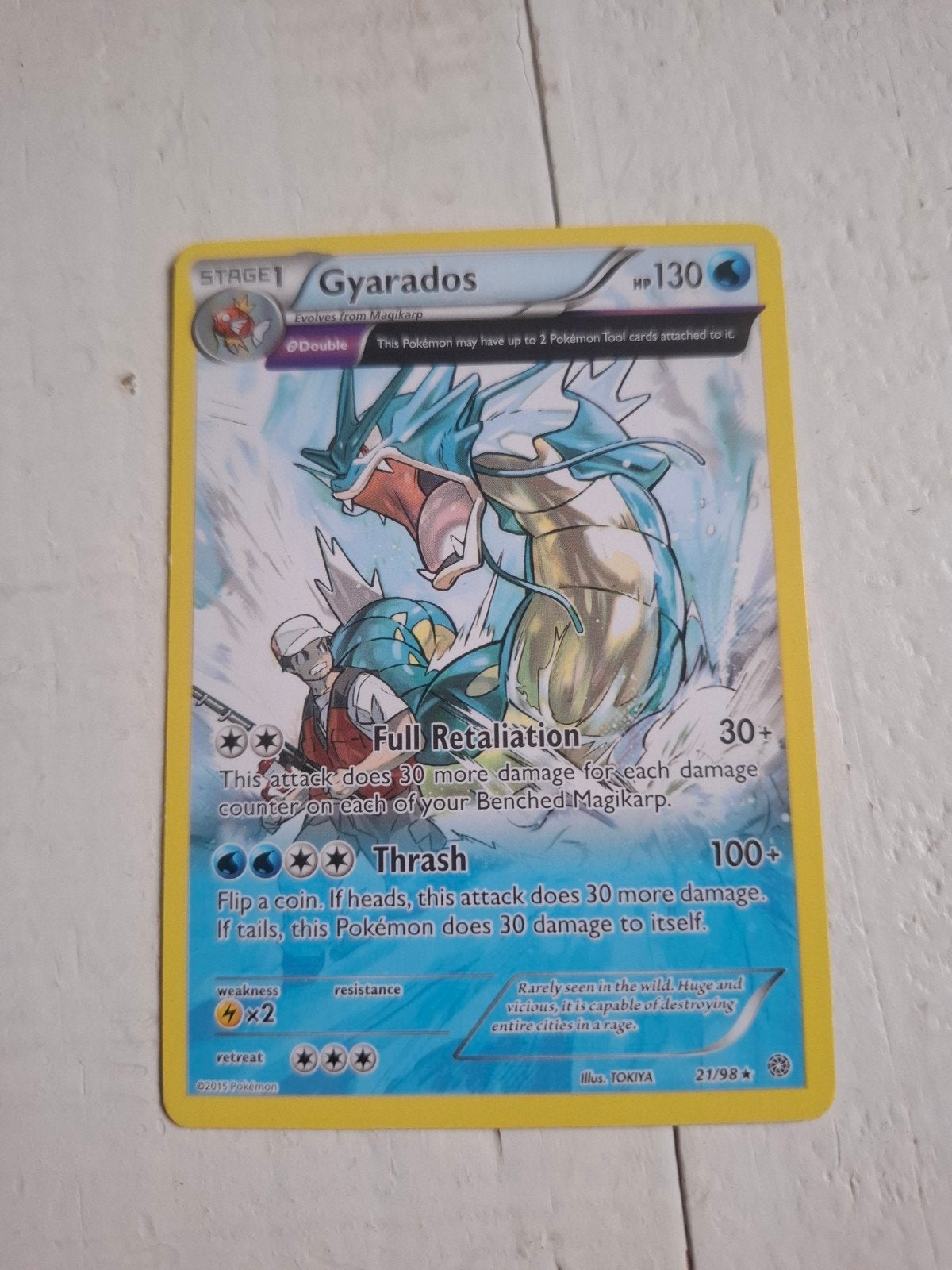 Gyarados Pokémon kaart XY Roaring Skies 21/98, Hobby en Vrije tijd, Ophalen, Zo goed als nieuw, Losse kaart, Foil